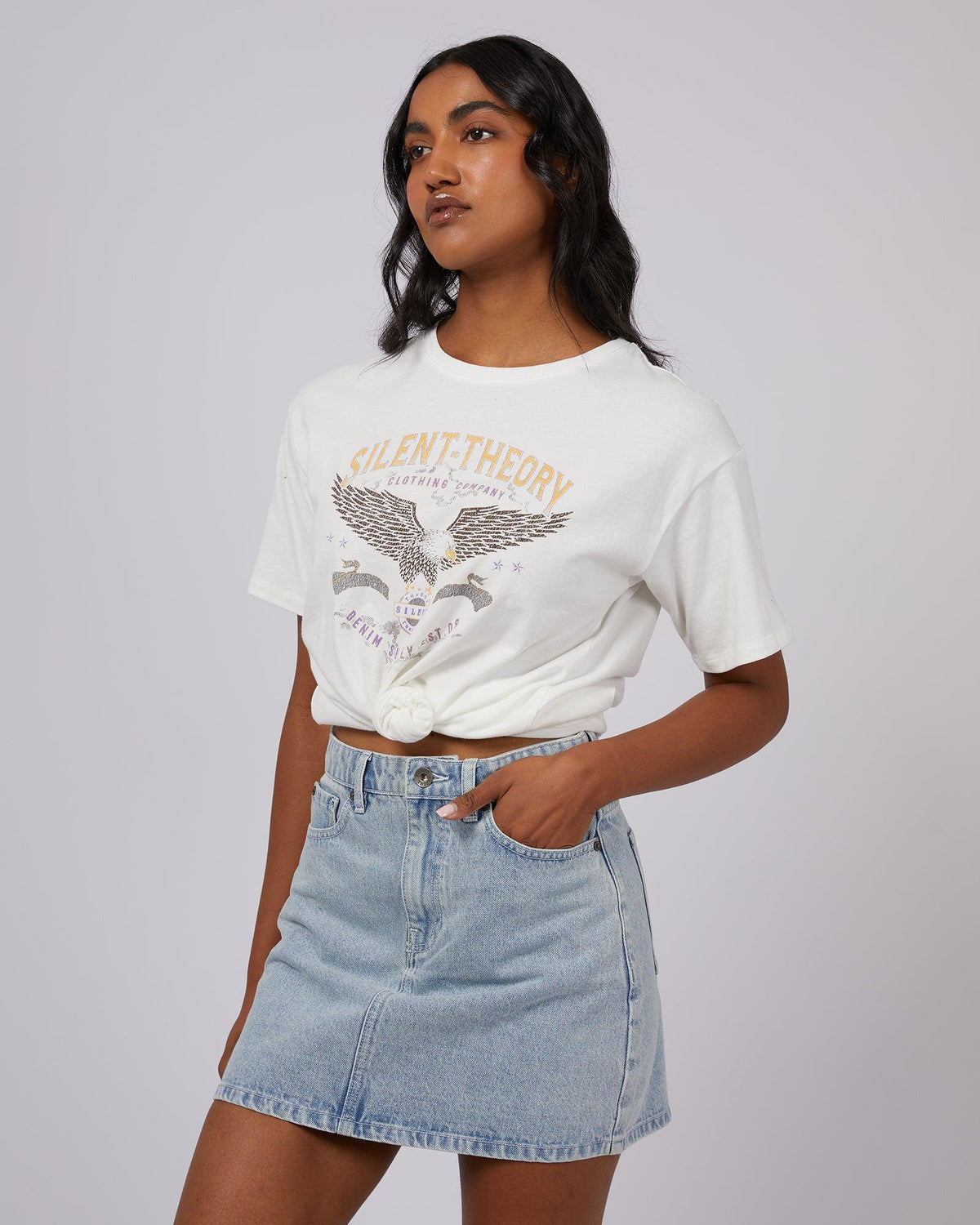 Silent Theory Ladies-New Flight Tee Vintage White-Edge Clothing