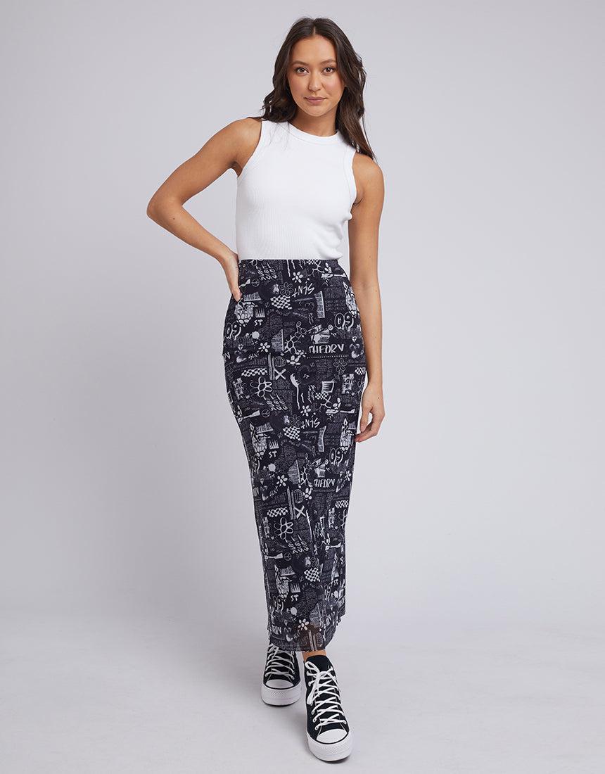Silent Theory Ladies-News Skirt Black-Edge Clothing
