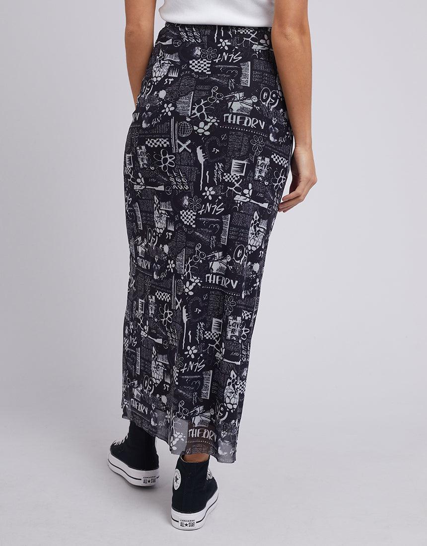 Silent Theory Ladies-News Skirt Black-Edge Clothing
