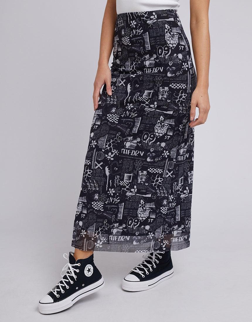 Silent Theory Ladies-News Skirt Black-Edge Clothing