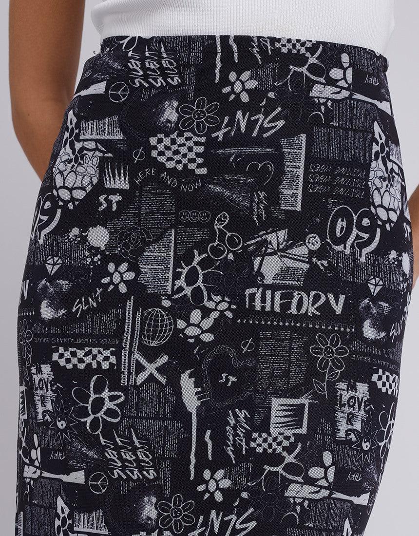 Silent Theory Ladies-News Skirt Black-Edge Clothing