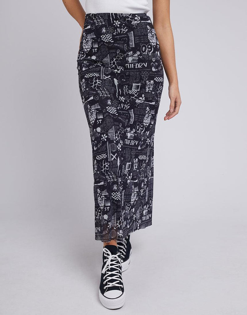Silent Theory Ladies-News Skirt Black-Edge Clothing