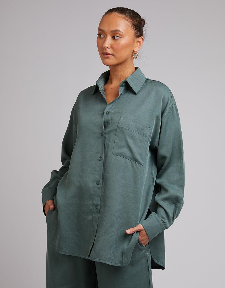 Silent Theory Ladies-Oscar Shirt Green-Edge Clothing