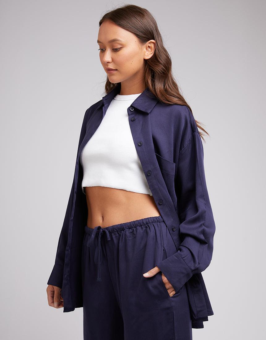 Silent Theory Ladies-Oscar Shirt Navy-Edge Clothing