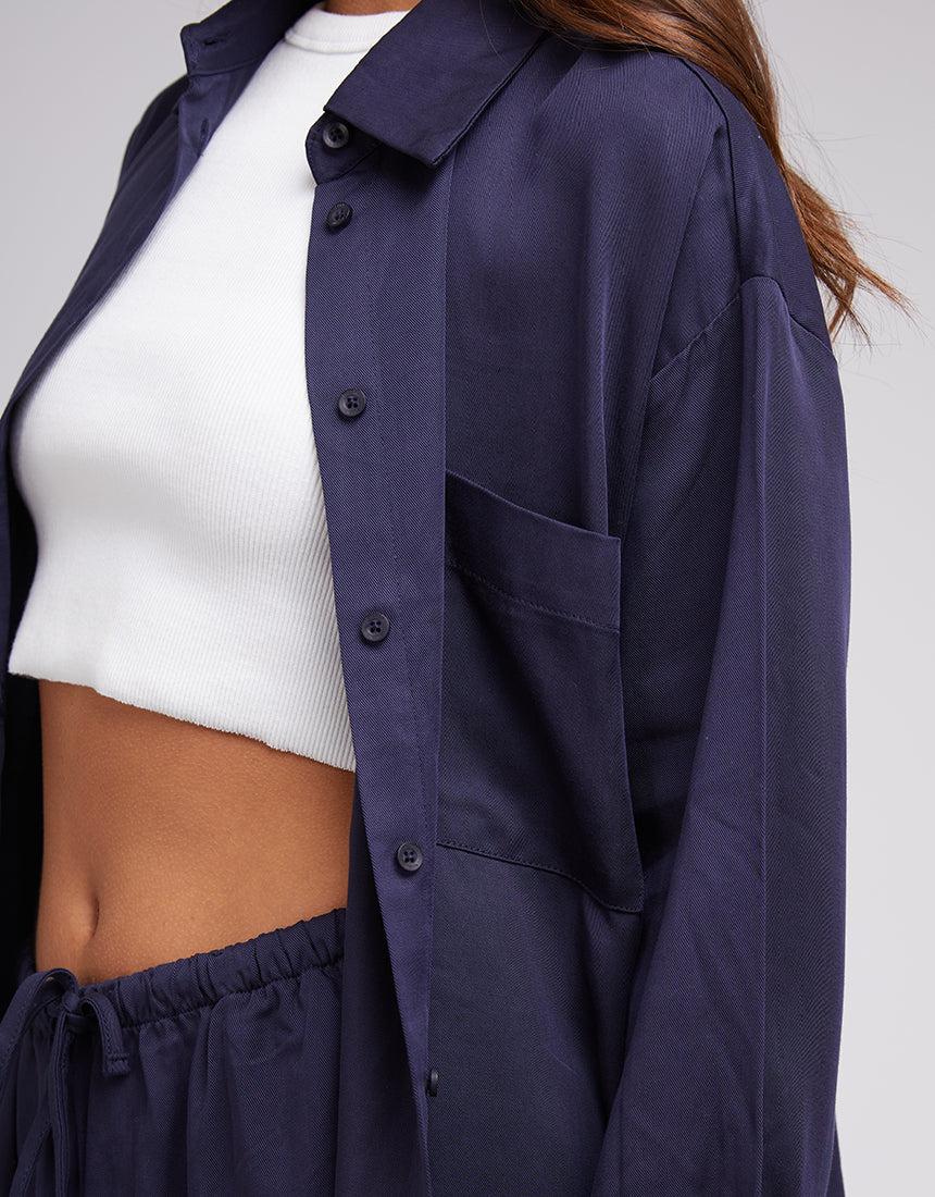 Silent Theory Ladies-Oscar Shirt Navy-Edge Clothing
