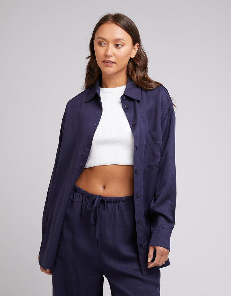 Silent Theory Ladies-Oscar Shirt Navy-Edge Clothing