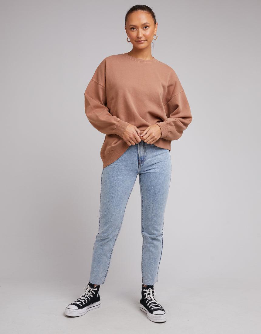 Silent Theory Ladies-Oversized Crew Tan-Edge Clothing