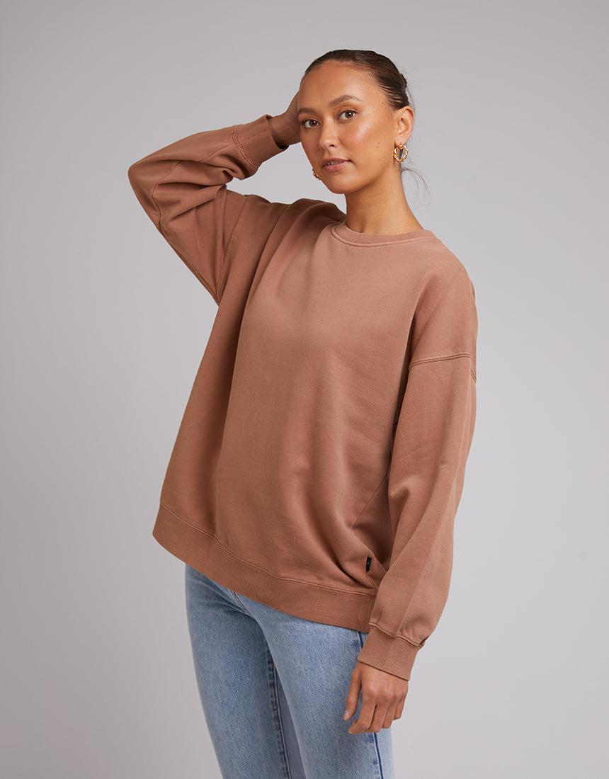 Silent Theory Ladies-Oversized Crew Tan-Edge Clothing