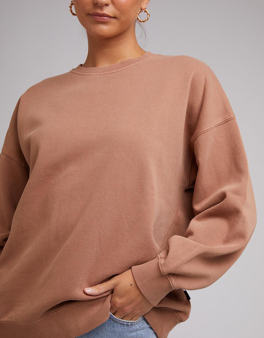 Silent Theory Ladies-Oversized Crew Tan-Edge Clothing