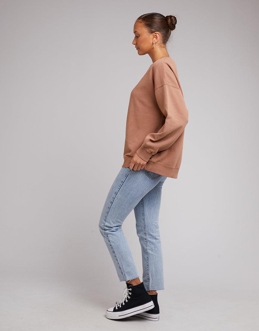 Silent Theory Ladies-Oversized Crew Tan-Edge Clothing