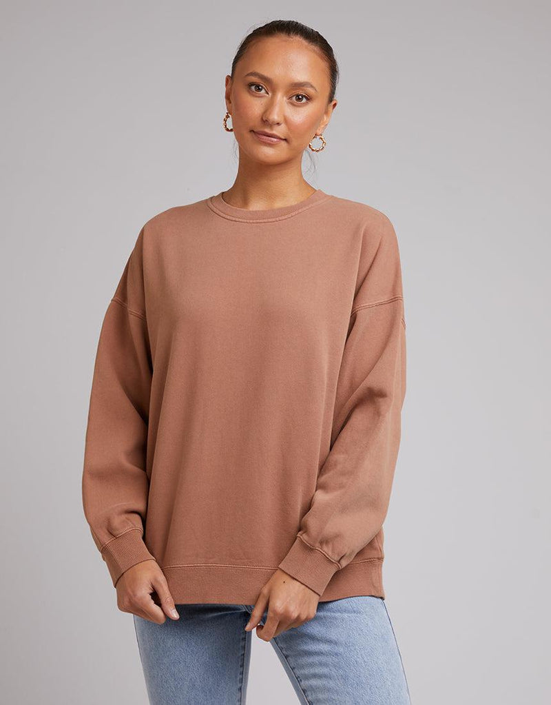 Silent Theory Ladies-Oversized Crew Tan-Edge Clothing