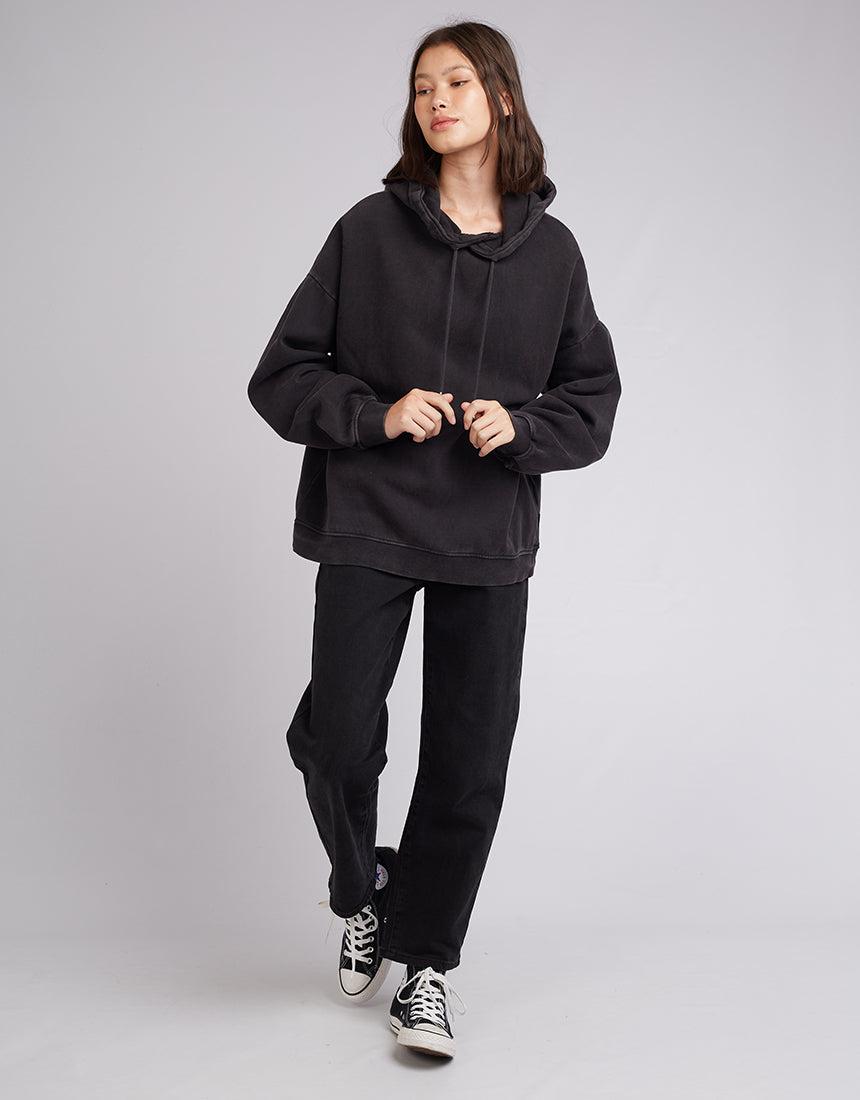 Silent Theory Ladies-Oversized Hoody Washed Black-Edge Clothing