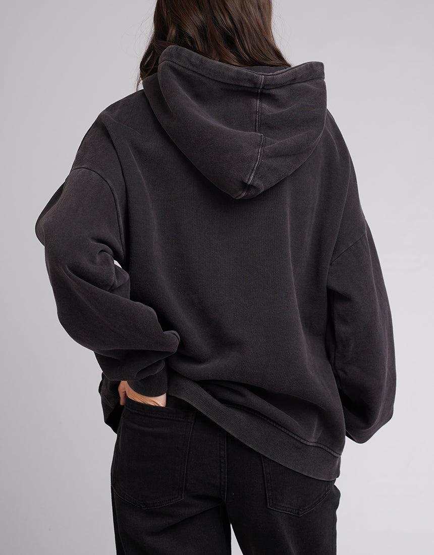 Silent Theory Ladies-Oversized Hoody Washed Black-Edge Clothing