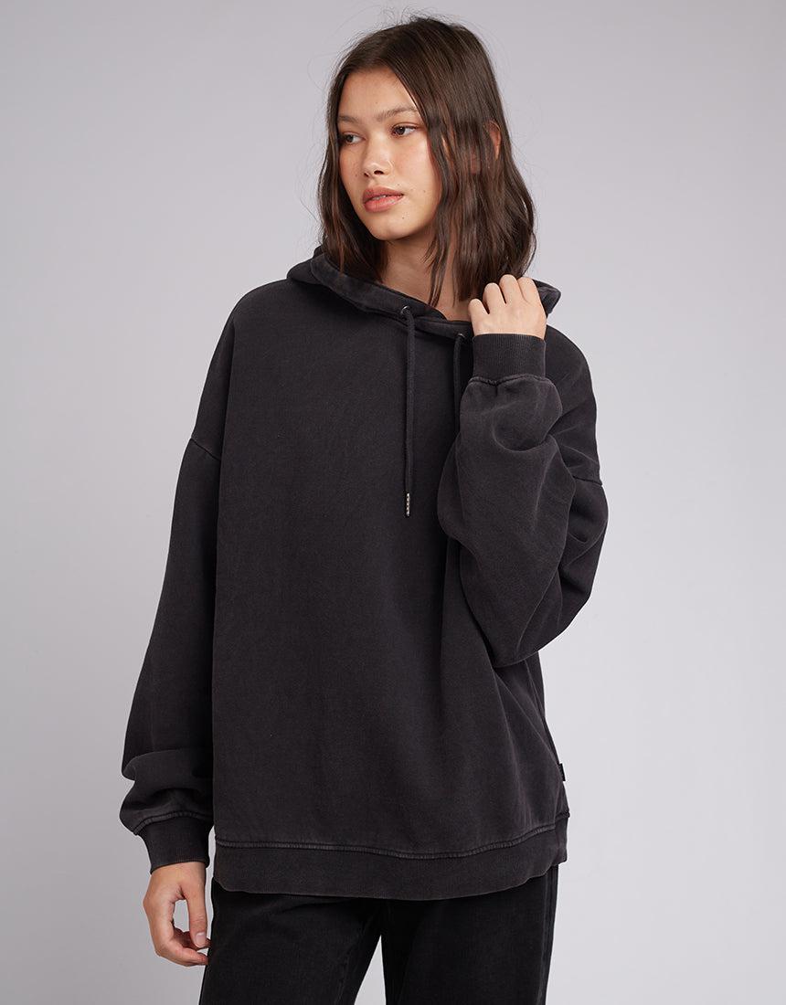 Silent Theory Ladies-Oversized Hoody Washed Black-Edge Clothing