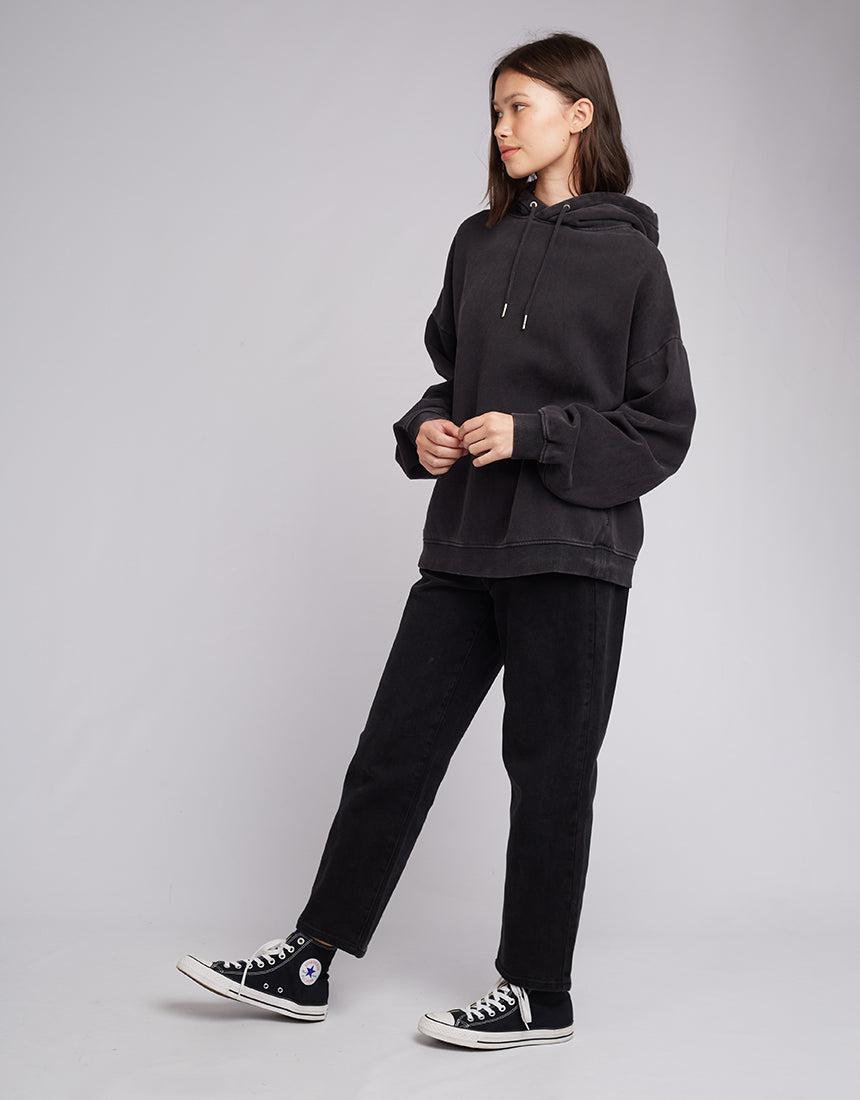 Silent Theory Ladies-Oversized Hoody Washed Black-Edge Clothing