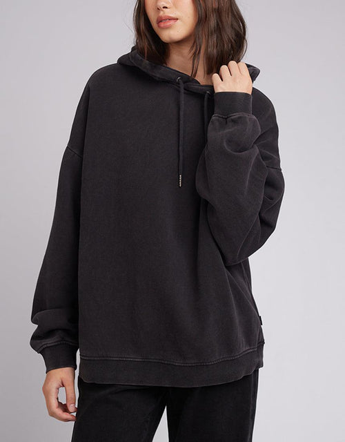 Silent Theory Ladies-Oversized Hoody Washed Black-Edge Clothing
