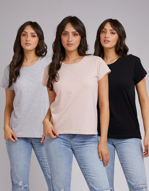 Silent Theory Ladies-Polly Tee 3Pk Blk/dusty Pnk/grm-Edge Clothing