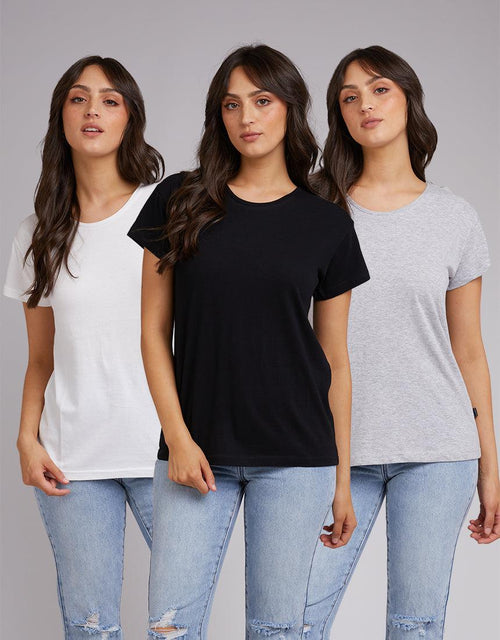 Silent Theory Ladies-Polly Tee 3Pk Blk/grey Marle/white-Edge Clothing