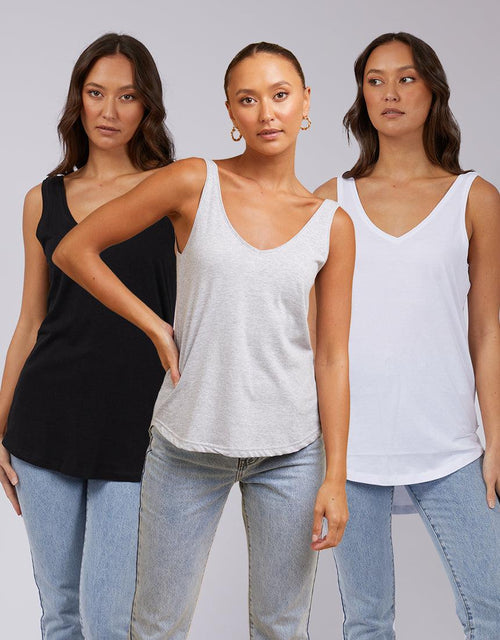 Silent Theory Ladies-Ricky Tank 3Pk Wht/blk/grm-Edge Clothing