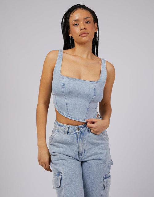 Silent Theory Ladies-Sara Denim Corset Light Blue-Edge Clothing