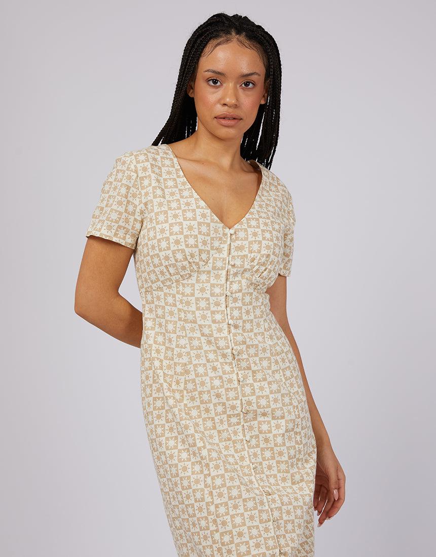 Silent Theory Ladies-Sol Midi Dress Oatmeal-Edge Clothing