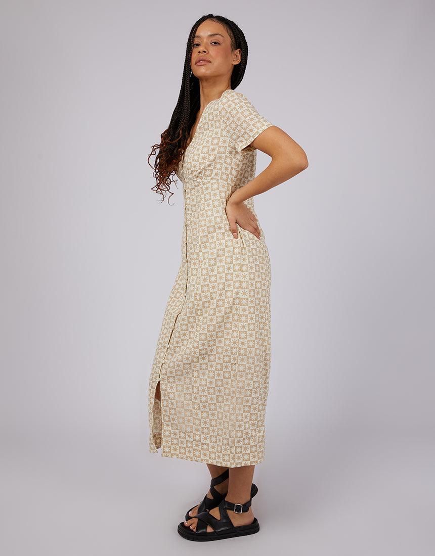 Silent Theory Ladies-Sol Midi Dress Oatmeal-Edge Clothing