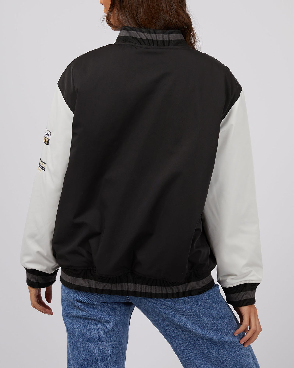 Silent Theory Ladies-Varsity Jacket Black-Edge Clothing