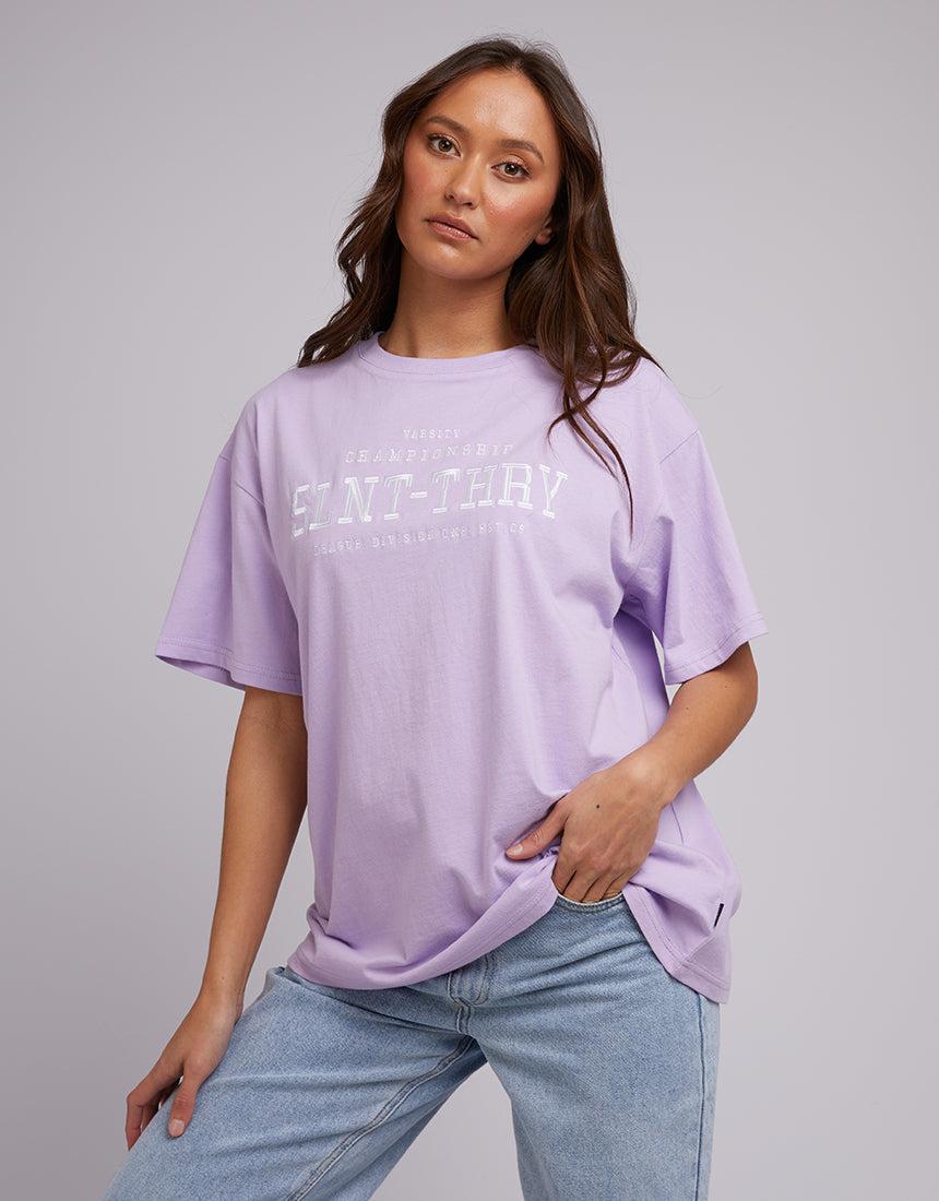Silent Theory Ladies-Varsity Tee Lilac-Edge Clothing