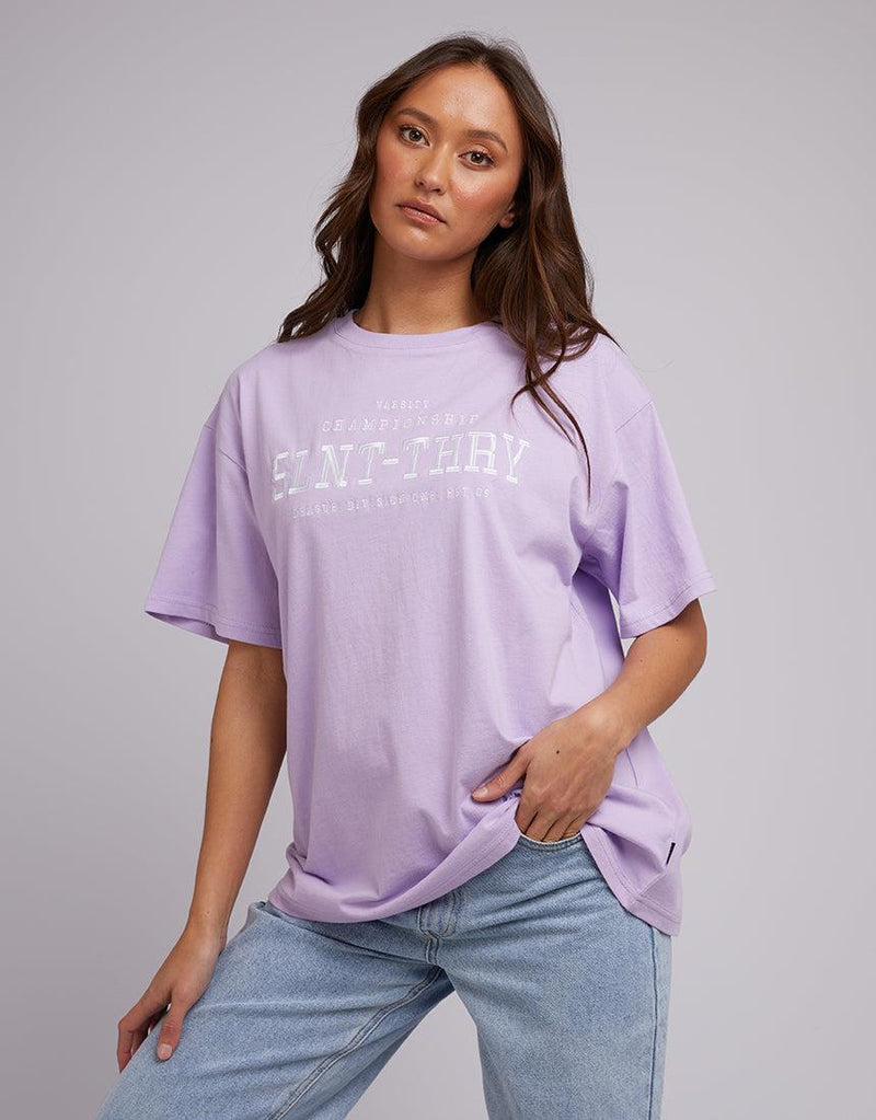 Silent Theory Ladies-Varsity Tee Lilac-Edge Clothing