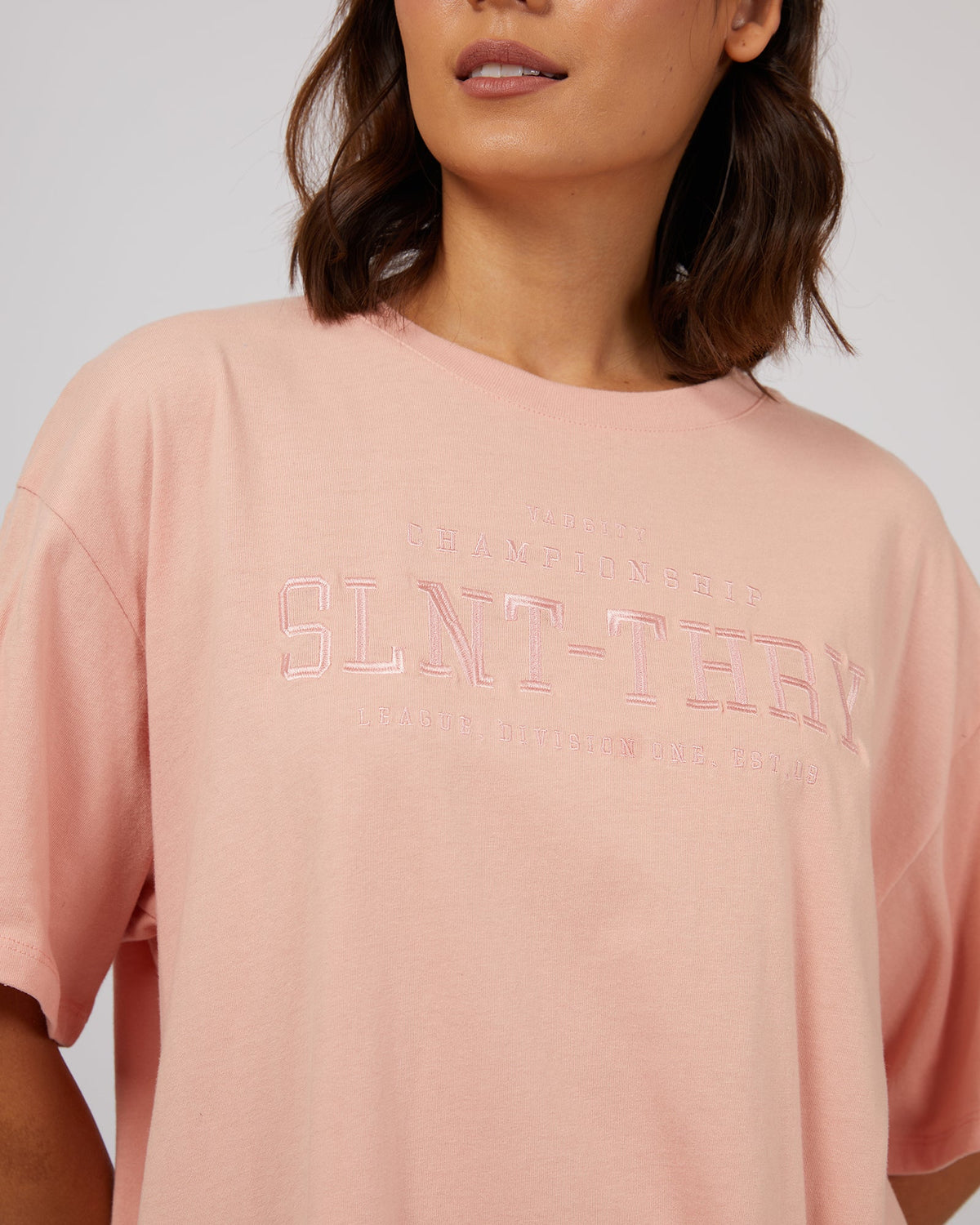 Silent Theory Ladies-Varsity Tee Pale Pink-Edge Clothing