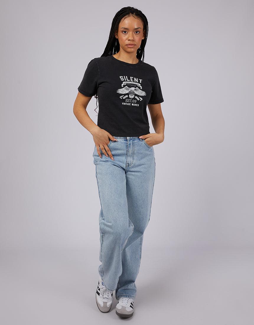 Silent Theory Ladies-Vintage Baby Tee Washed Black-Edge Clothing