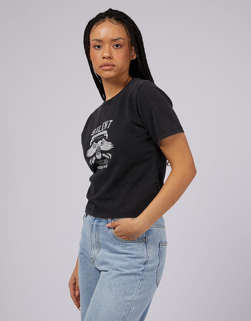 Silent Theory Ladies-Vintage Baby Tee Washed Black-Edge Clothing