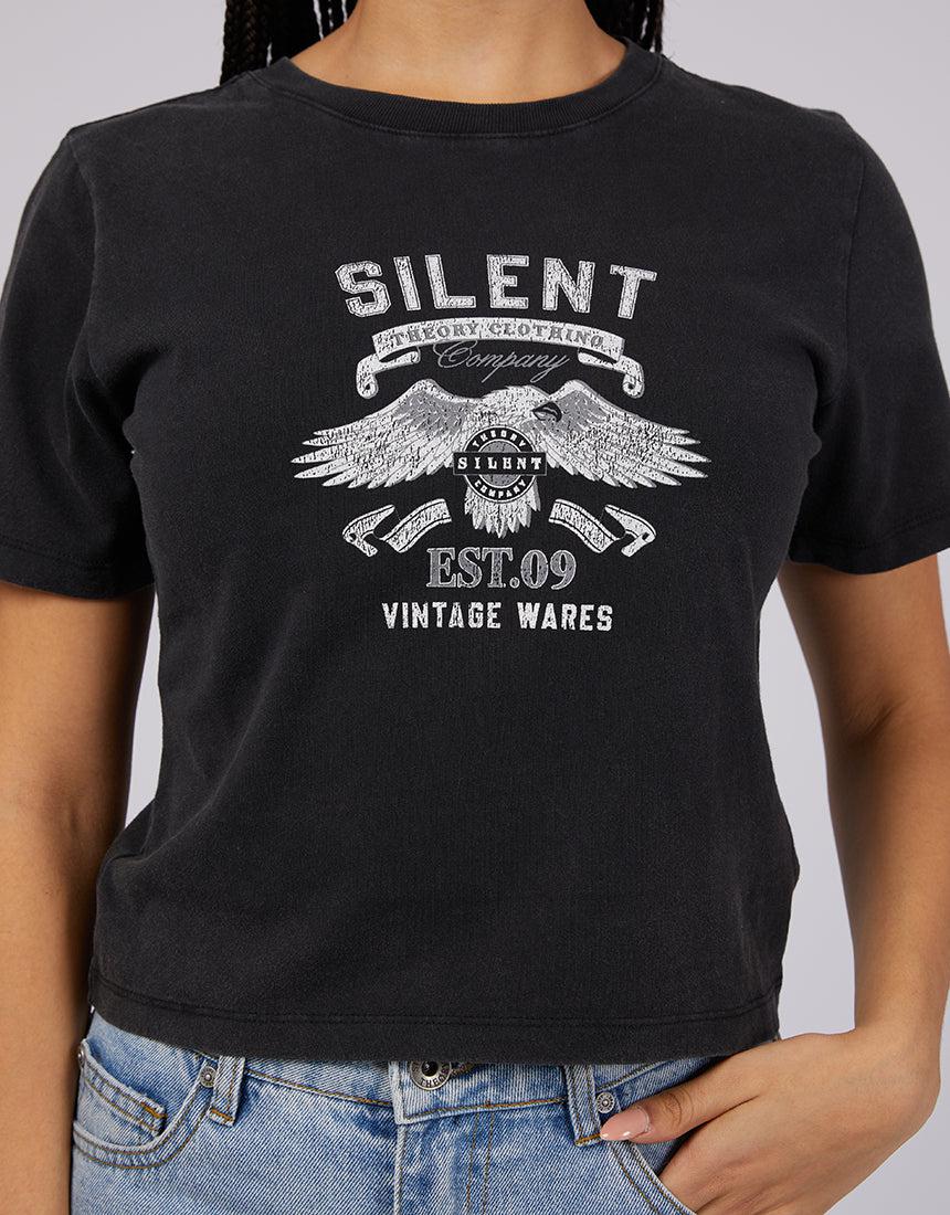 Silent Theory Ladies-Vintage Baby Tee Washed Black-Edge Clothing