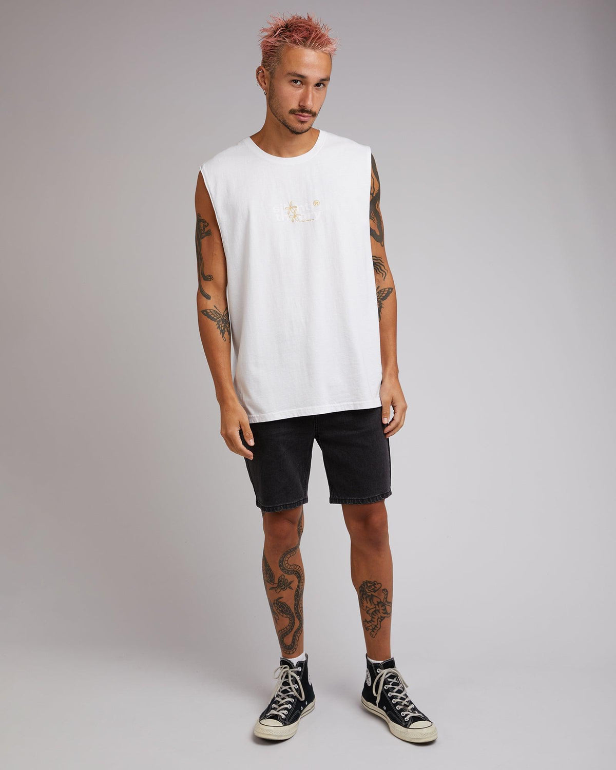 Silent Theory-Logo Muscle White-Edge Clothing