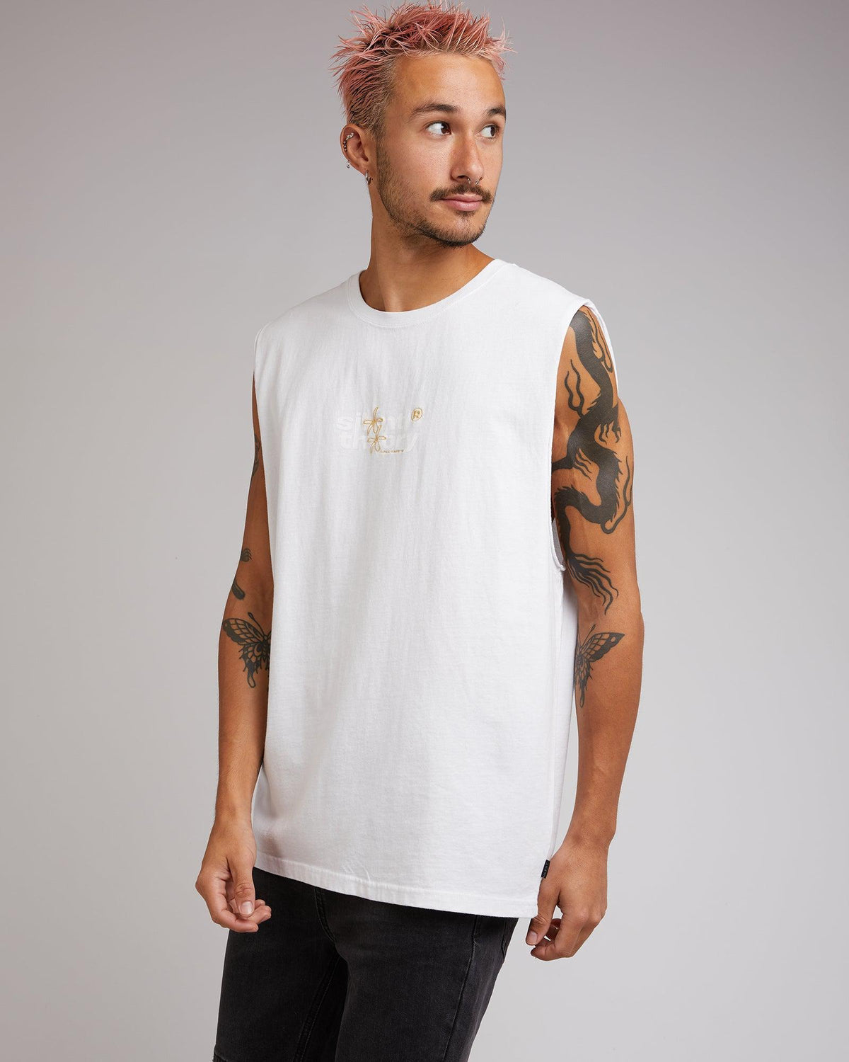 Silent Theory-Logo Muscle White-Edge Clothing
