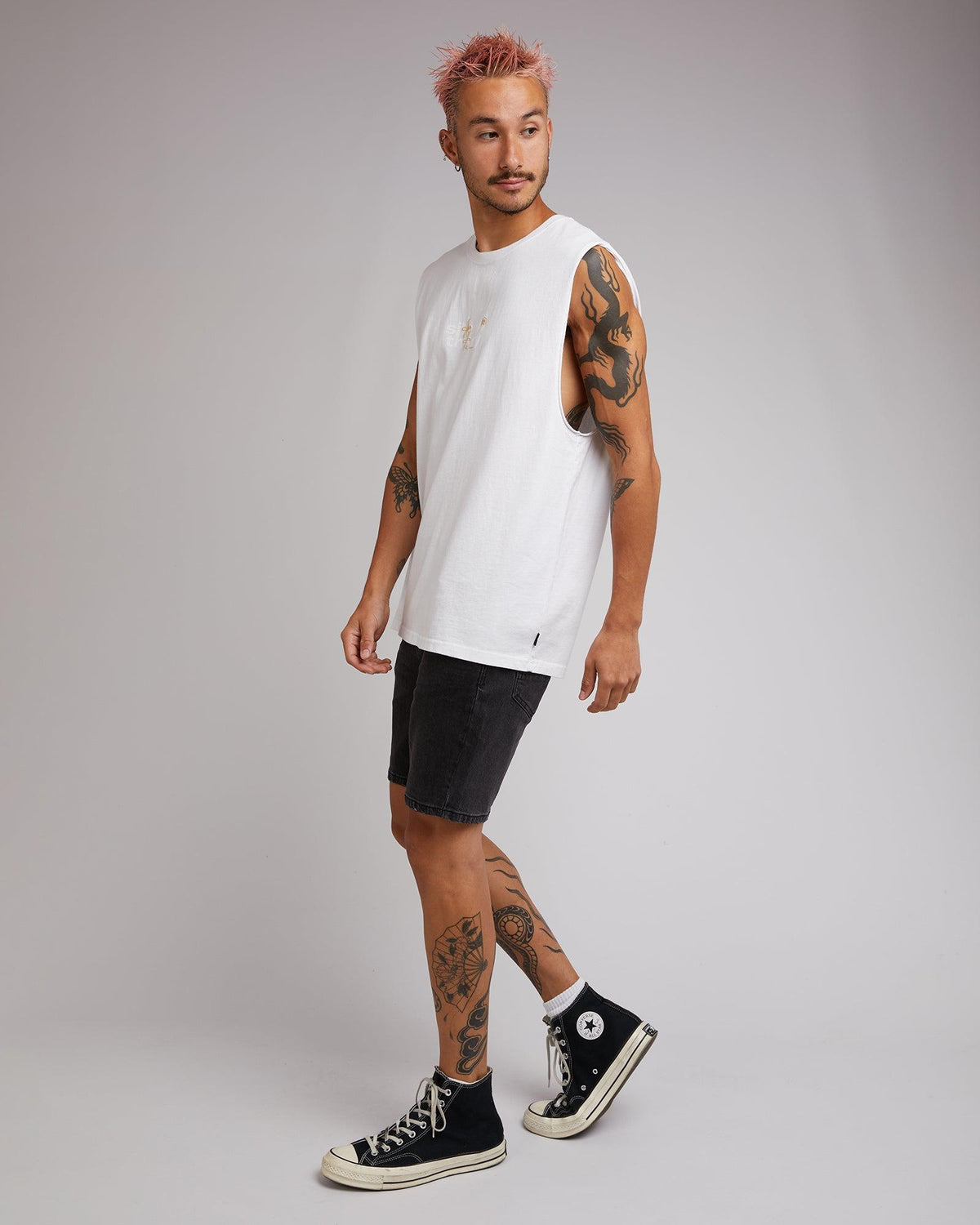 Silent Theory-Logo Muscle White-Edge Clothing