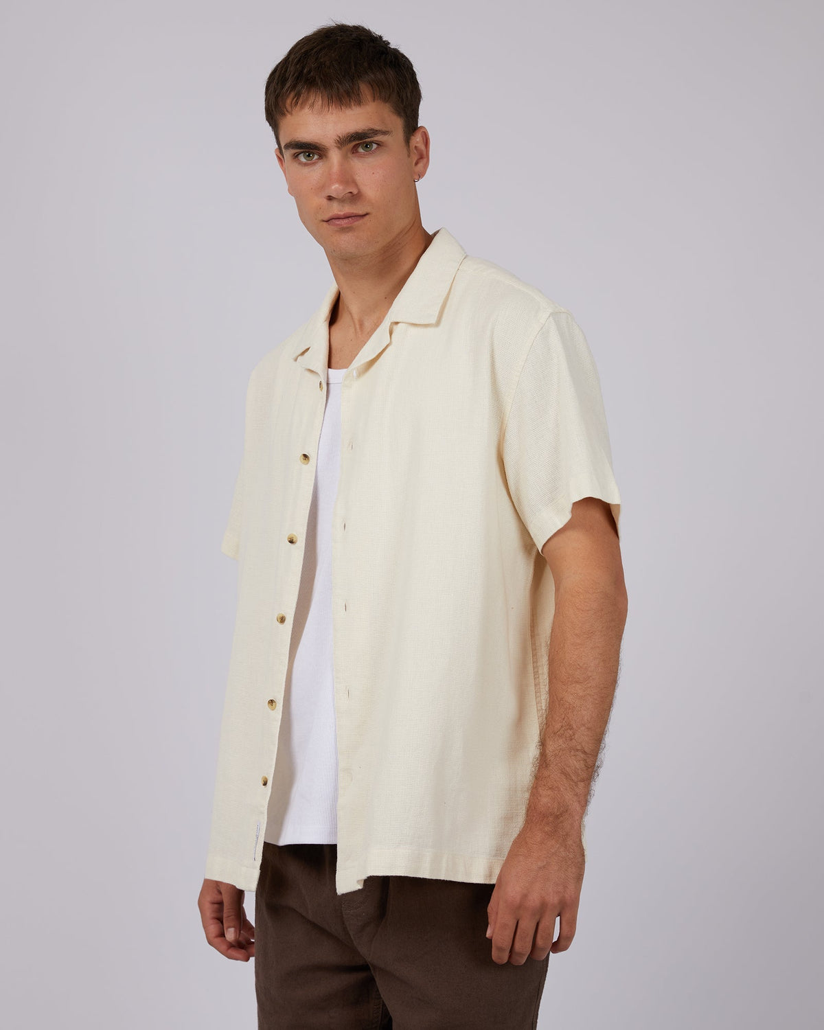 Silent Theory-Oliver Ss Shirt Beige-Edge Clothing