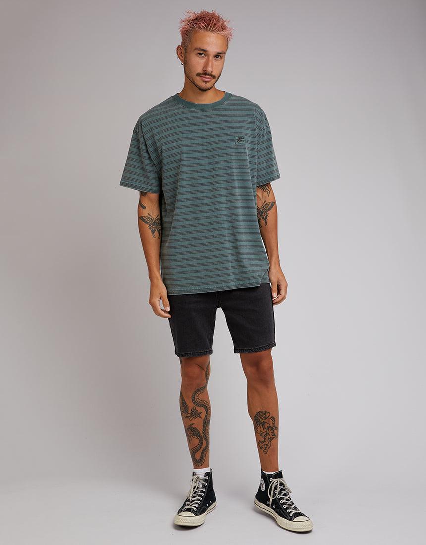Silent Theory-Overdyed Stripe Tee Forrest-Edge Clothing