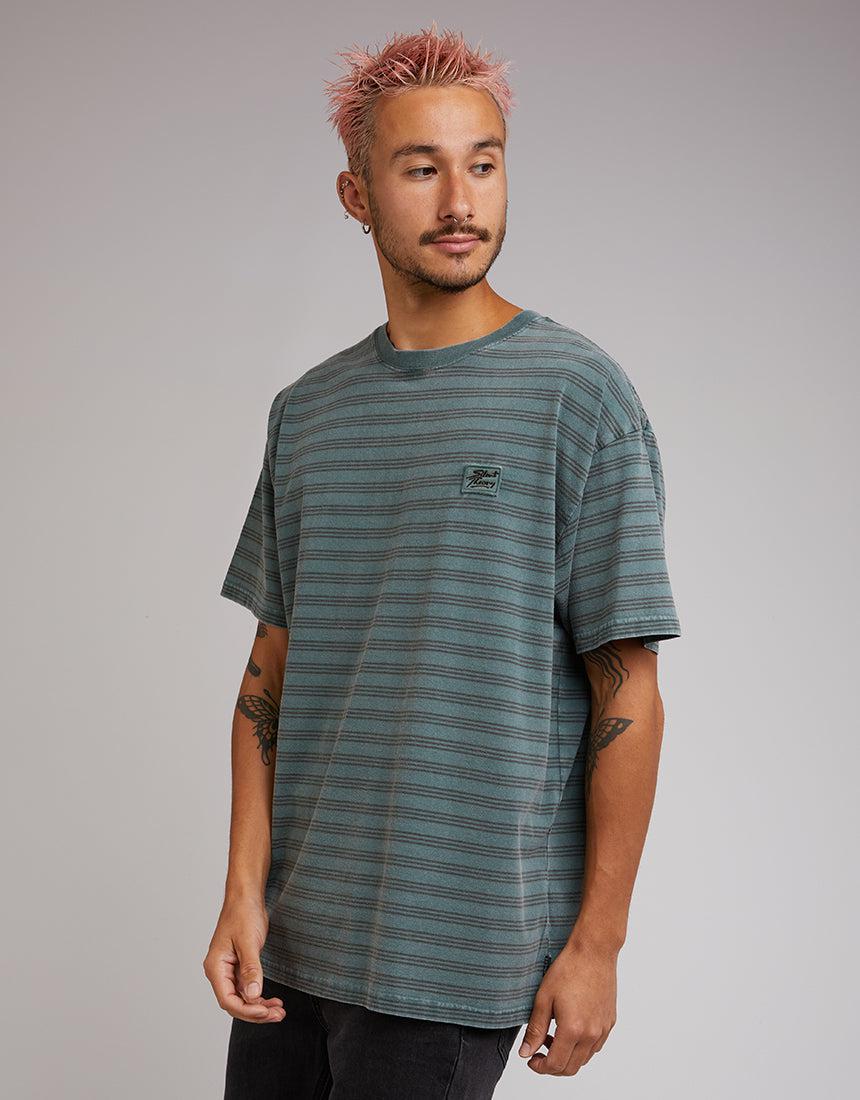 Silent Theory-Overdyed Stripe Tee Forrest-Edge Clothing