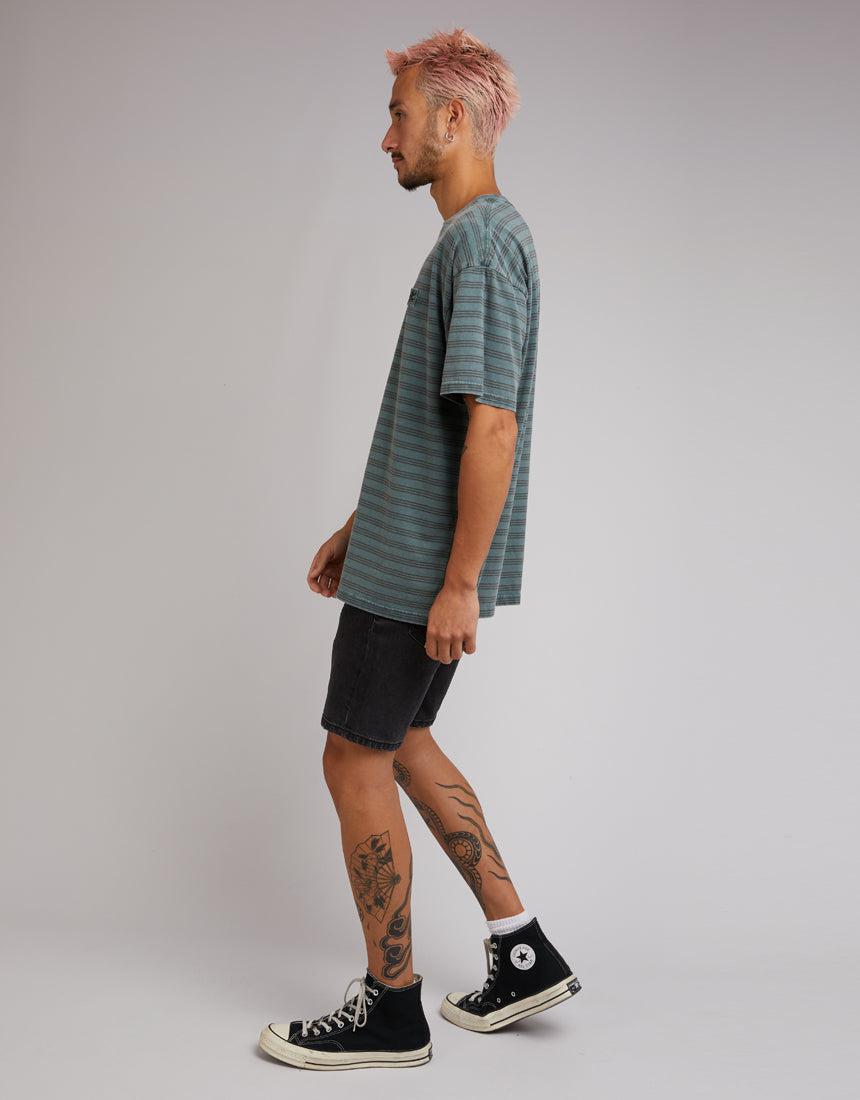 Silent Theory-Overdyed Stripe Tee Forrest-Edge Clothing