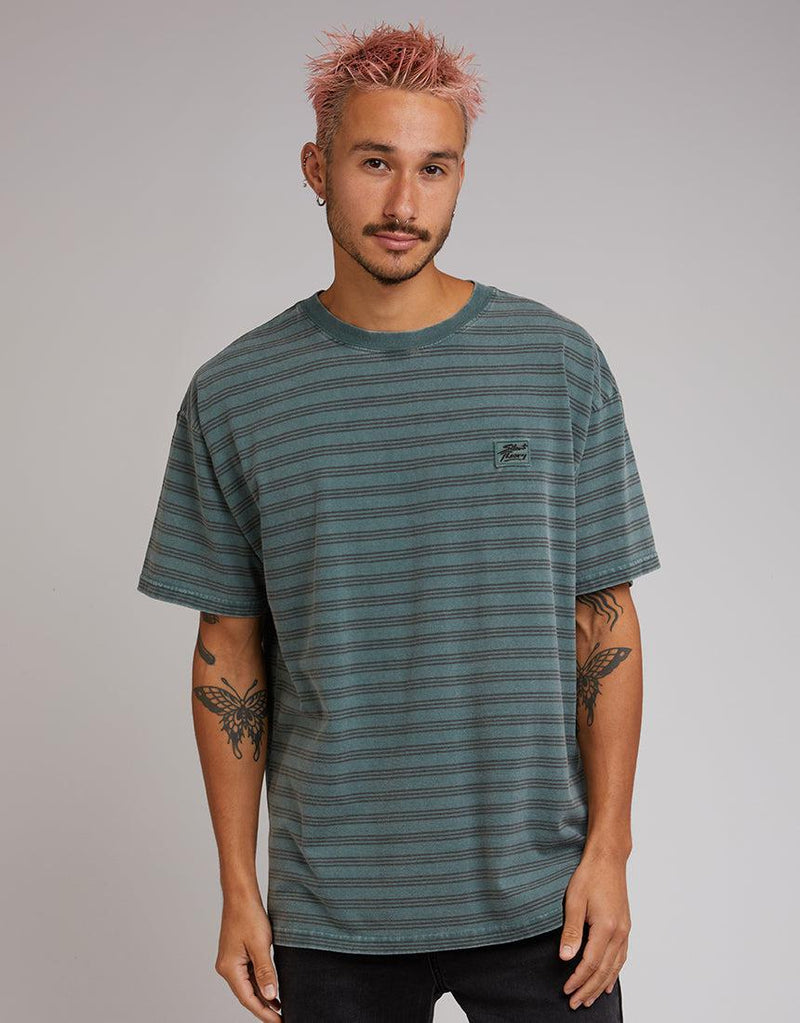 Silent Theory-Overdyed Stripe Tee Forrest-Edge Clothing