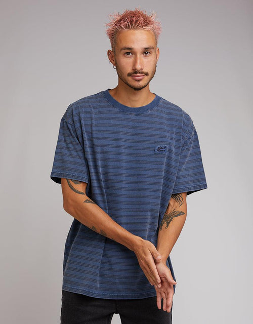 Silent Theory-Overdyed Stripe Tee Navy-Edge Clothing