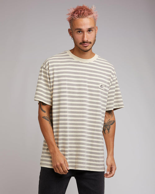 Silent Theory-Overdyed Stripe Tee Tan-Edge Clothing