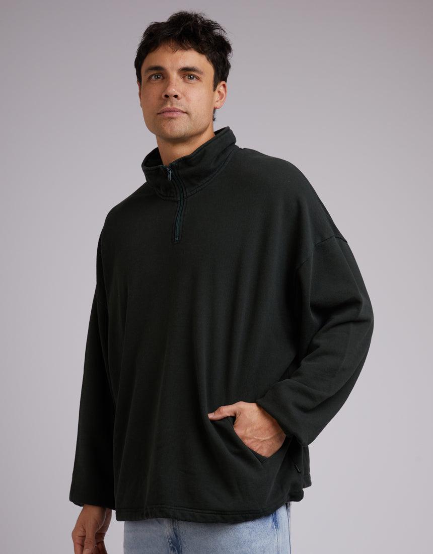 Silent Theory-Oversized 1/4 Zip Jumper Dark Green-Edge Clothing