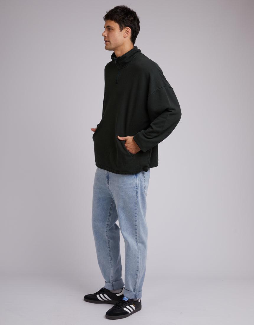 Silent Theory-Oversized 1/4 Zip Jumper Dark Green-Edge Clothing