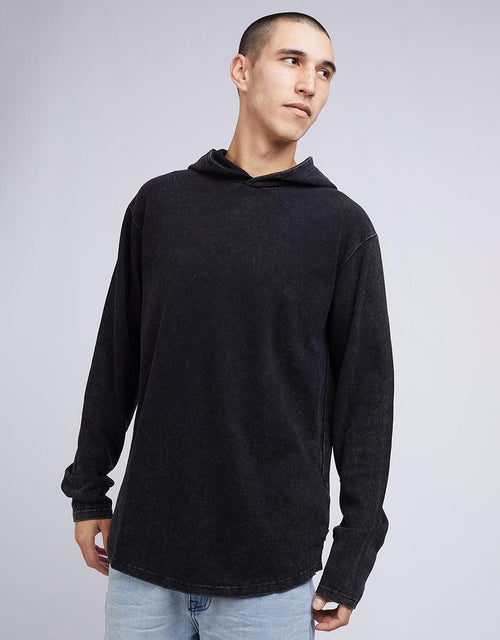 Silent Theory-Pique Hooded L/s Tee Washed Black-Edge Clothing