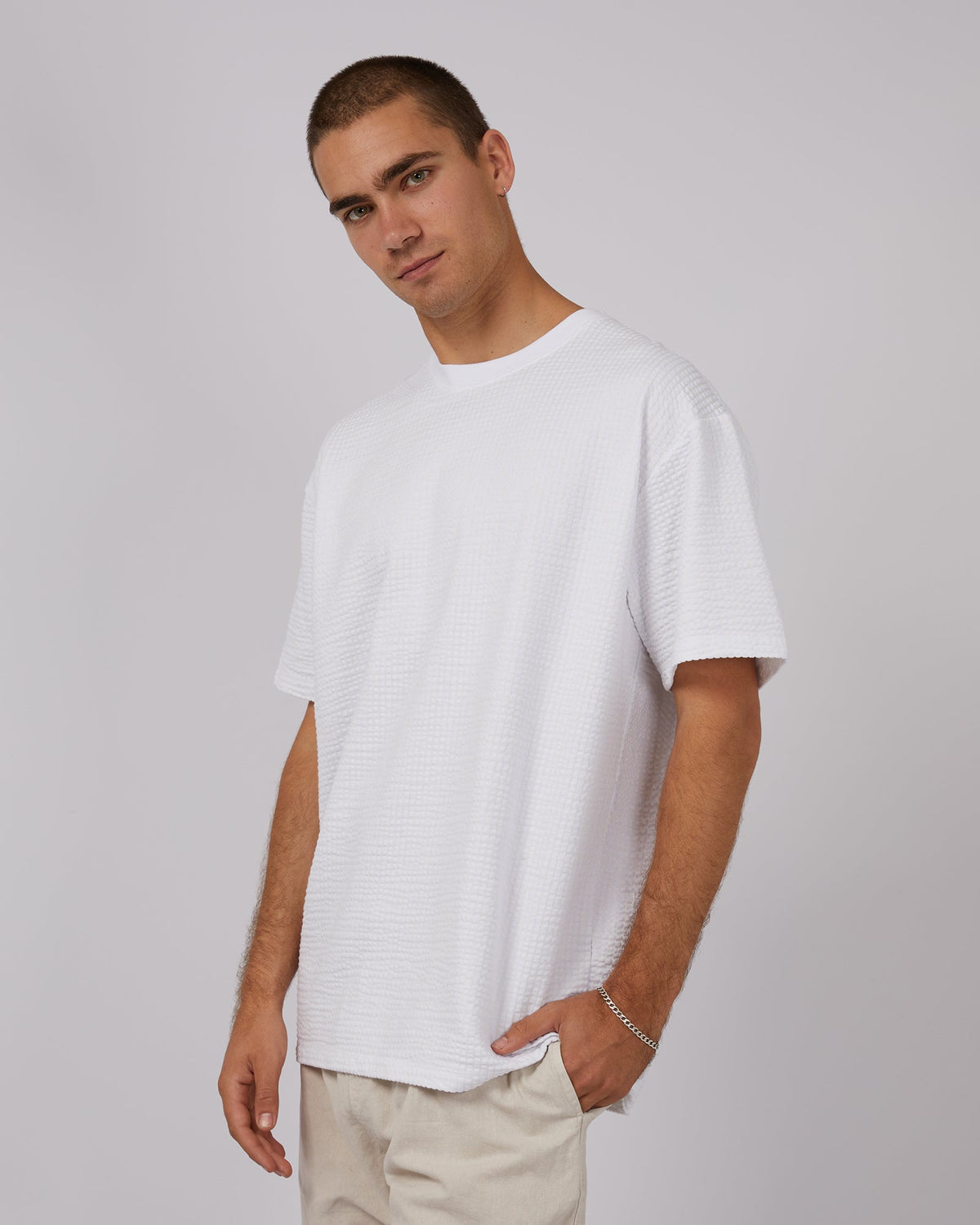 Silent Theory-Seersucker Tee White-Edge Clothing