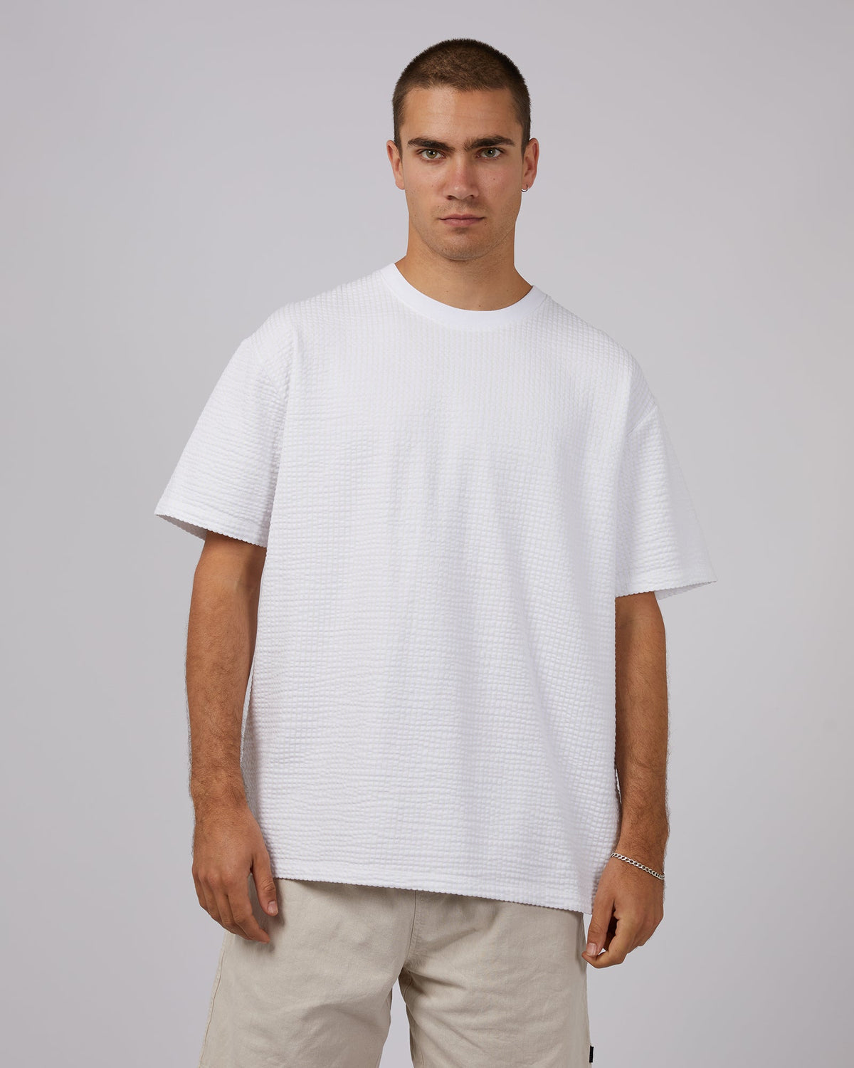 Silent Theory-Seersucker Tee White-Edge Clothing