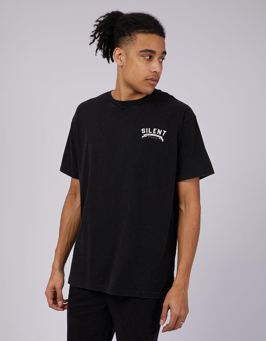 Silent Theory-Shadow Eagle Tee Washed Black-Edge Clothing