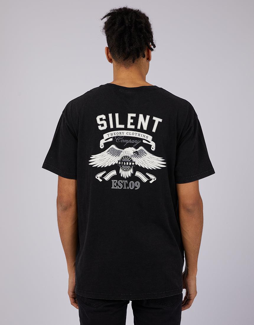 Silent Theory-Shadow Eagle Tee Washed Black-Edge Clothing